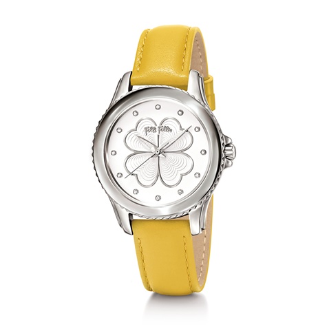 FOLLI FOLLIE-Γυναικείο ρολόι με δερμάτινο λουράκι FOLLI FOLLIE HEART 4 HEART κίτρινο