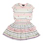 JUICY COUTURE KIDS-Γυναικείο mini φόρεμα JUICY COUTURE KIDS SWEET STRIPE SMOCKED λευκό ροζ