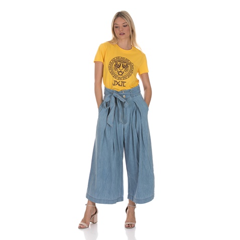 JUICY COUTURE-Γυναικεία παντελόνα JUICY COUTURE CHAMBRAY CROP γαλάζια
