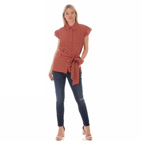 JUICY COUTURE-Γυναικείο αμάνικο πουκάμισο JUICY COUTURE GEO PRINT κόκκινο