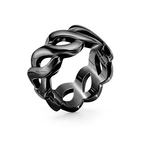 FOLLI FOLLIE-Γυναικείο φαρδύ δαχτυλίδι FOLLI FOLLIE μαύρο