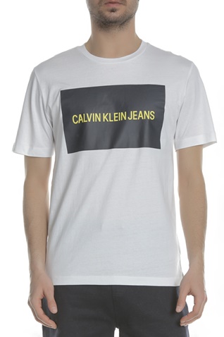 CALVIN KLEIN JEANS-Ανδρική κοντομάνικη μπλούζα CALVIN KLEIN JEANS INSTITUTIONAL BOX LOGO λευκή