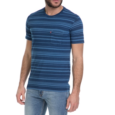 LEVI'S-Ανδρικό T-shirt SS SETIN SUNSET POCKET LEVI'S μπλε 