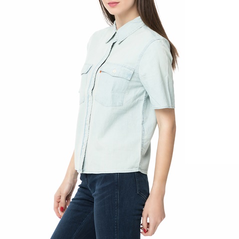 LEVI'S-Γυναικείο ντένιμ κοντομάνικο πουκάμισο LEVI'S WESTERN KURTS γαλάζιο 