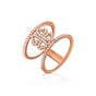 FOLLI FOLLIE-Ασημένιο διπλό δαχτυλίδι FOLLI FOLLIE ροζ-χρυσό