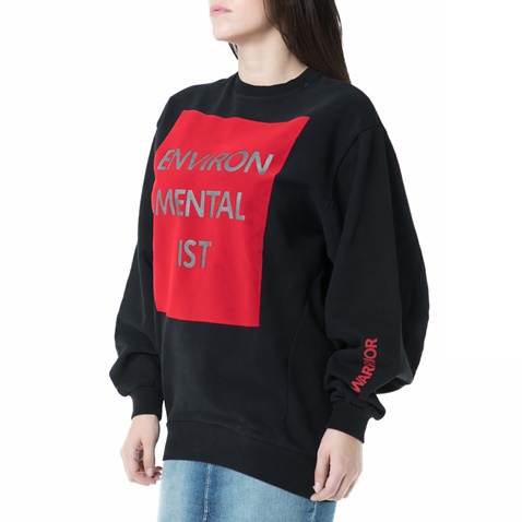 REPLAY-Γυναικεία φούτερ μπλούζα Replay μαύρη - κόκκινη