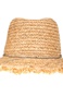 SEEBERGER-Γυναικείο ψάθινο καπέλο RAFFIA FEDORA WITH CHAIN καφέ ανοιχτό