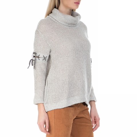 MYMOO-Γυναικείο πουλόβερ με τρουκς MYMOO γκρι 