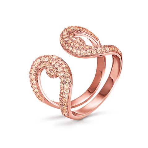 FOLLI FOLLIE-Γυναικείο ασημένιο δαχτυλίδι FOLLI FOLLIE Fashionably Silver Temptation ροζ χρυσό