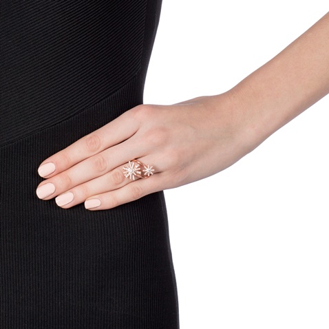FOLLI FOLLIE-Γυναικείο ασημένιο δαχτυλίδι FOLLI FOLLIE STAR FLOWER ροζ χρυσό