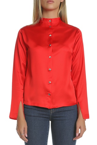 SCOTCH & SODA-Γυναικεία μακρυμάνικη μπλούζα με κουμπιά SCOTCH & SODA κόκκινη