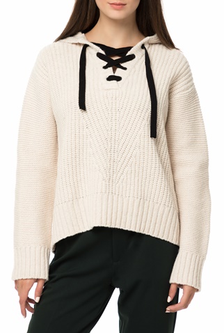 SCOTCH & SODA-Γυναικείο πουλόβερ με κουκούλα SCOTCH & SODA λευκό