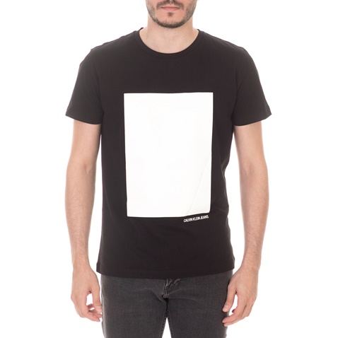CALVIN KLEIN JEANS-Ανδρική κοντομάνικη μπλούζα CALVIN KLEIN JEANS RECTANGLE GRAPHIC μαύρη