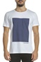 CALVIN KLEIN JEANS-Ανδρική κοντομάνικη μπλούζα CALVIN KLEIN JEANS λευκή-μπλε