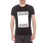 CALVIN KLEIN JEANS-Ανδρική κοντομάνικη μπλούζα CALVIN KLEIN JEANS BOX LOGO μαύρη