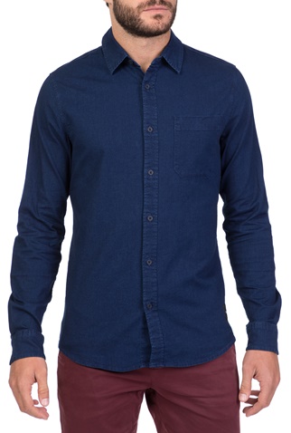 CALVIN KLEIN JEANS-Ανδρικό μακρυμάνικο πουκάμισο CHAMBRAY SLIM FIT μπλε