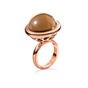 FOLLI FOLLIE-Γυναικείο επιχρυσωμένο ροζ δαχτυλίδι ORBIT με κρυστάλλινη καφέ πέτρα