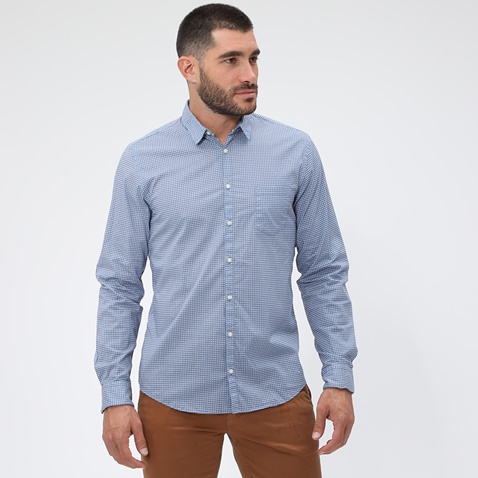 BOSS -Ανδρικό πουκάμισο BOSS Erum μπλε λευκό