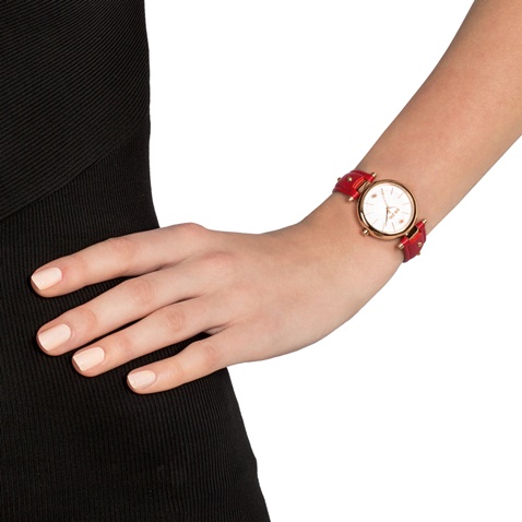 FOLLI FOLLIE-Γυναικείο ρολόι με δερμάτινο λουράκι FOLLI FOLLIE CYCLOS ROCKS κόκκινο