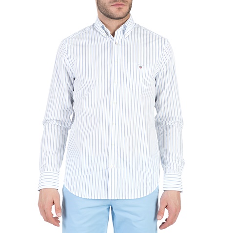 GANT-Ανδρικό μακρυμάνικο πουκάμισο GANT με γαλάζιες ρίγες 
