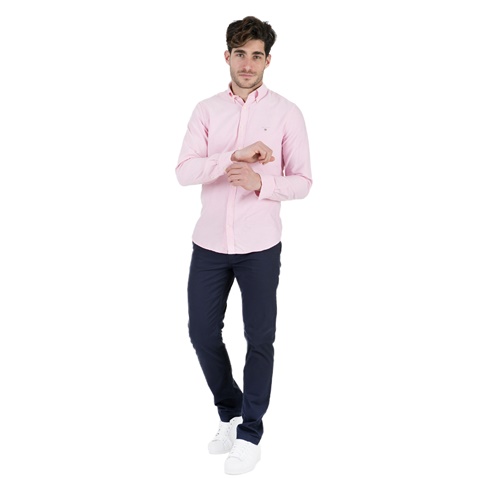 GANT-Ανδρικό μακρυμάνικο πουκάμισο Gant ροζ