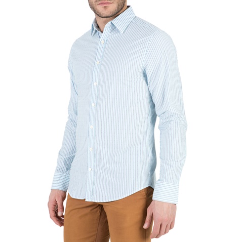 GANT-Ανδρικό μακρυμάνικο πουκάμισο GANT γαλάζιο με ριγέ μοτίβο 
