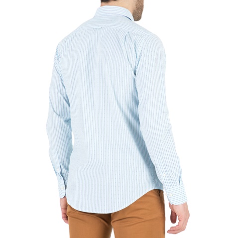 GANT-Ανδρικό μακρυμάνικο πουκάμισο GANT γαλάζιο με ριγέ μοτίβο 