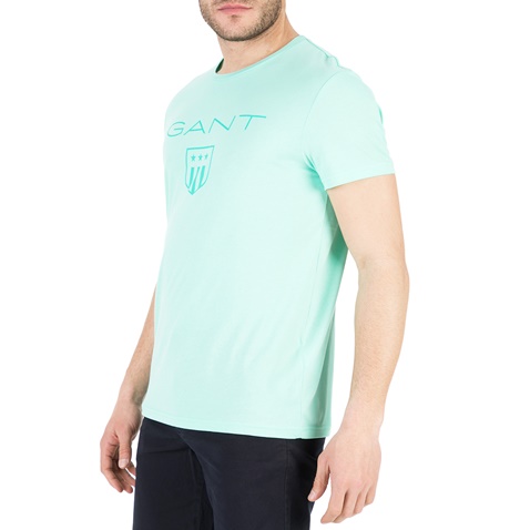 GANT-Ανδρική κοντομάνικη μπλούζα GANT τιρκουάζ 