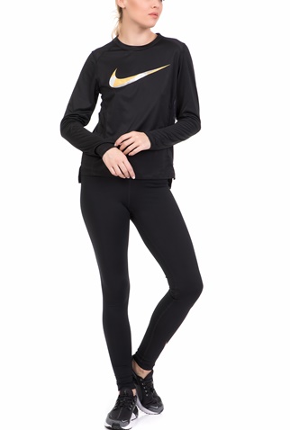 NIKE-Γυναικεία μακρυμάνικη μπλούζα NIKE MILER TOP LS METALLIC μαύρη