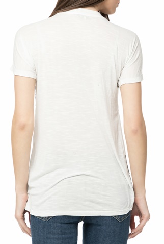 NU-Γυναικεία κοντομάνικη μπλούζα NU εκρού με χάντρες