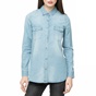 FUNKY BUDDHA-Γυναικείο ντένιμ πουκάμισο FUNKY BUDDHA γαλάζιο 