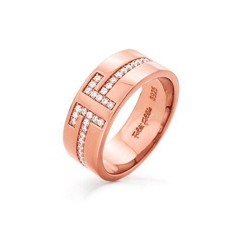 FOLLI FOLLIE-Γυναικείο ασημένιο δαχτυλίδι FOLLI FOLLIE My FF Rose Gold Plated 