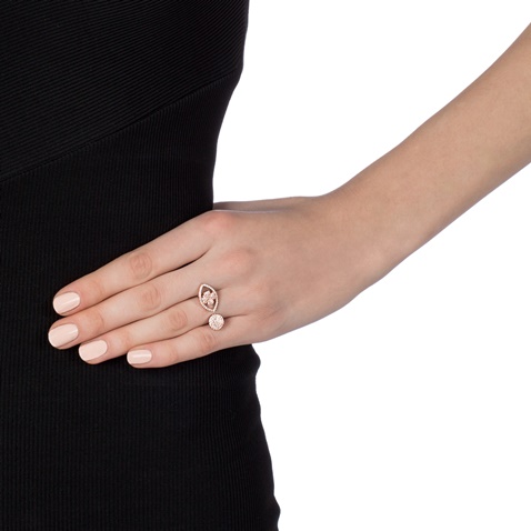 FOLLI FOLLIE-Γυναικείο ασημένιο δαχτυλίδι FOLLI FOLLIE HEART4HEART MATI ροζ χρυσό