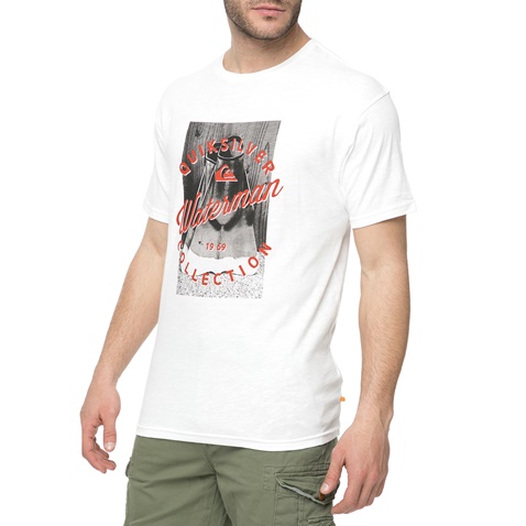 QUIKSILVER-Ανδρικό t-shirt με στάμπα QUIKSILVER DAWATER λευκή