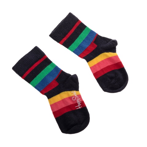 HAPPY SOCKS-Παιδικές κάλτσες KIDS STRIPE SOCK μαύρες με πολύχρωμες ρίγες