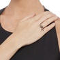 FOLLI FOLLIE-Γυναικείο επίχρυσο δαχτυλίδι FLEUR MUSE με γκρι πέρλα & κρεμαστή αλυσίδα