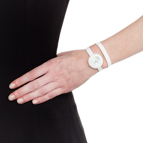 FOLLI FOLLIE-Γυναικείο ρολόι Folli Follie με διπλό δερμάτινο λουράκι άσπρο