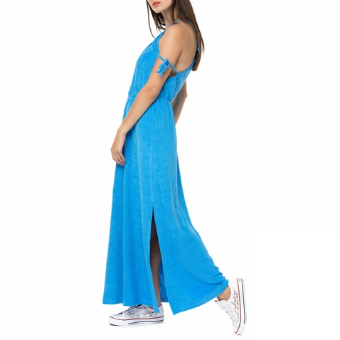 MYMOO-Γυναικείο πετσετέ μάξι φόρεμα με κορδόνια MYMOO γαλάζιο