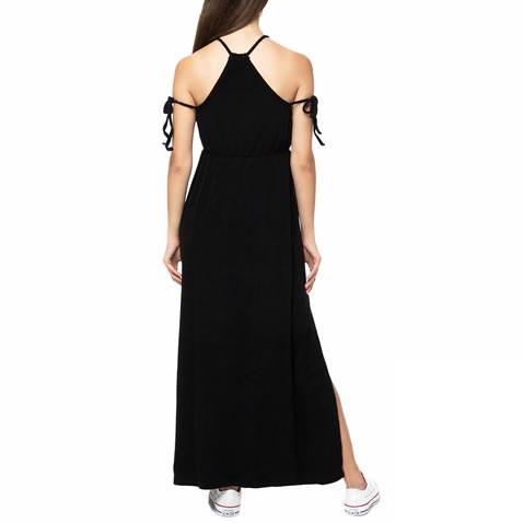 MYMOO-Γυναικείο πετσετέ μάξι φόρεμα με κορδόνια MYMOO μαύρο