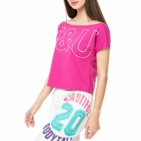 BODYTALK-Γυναικεία κοντομάνικη μπλούζα YOGAWCROP φούξια 