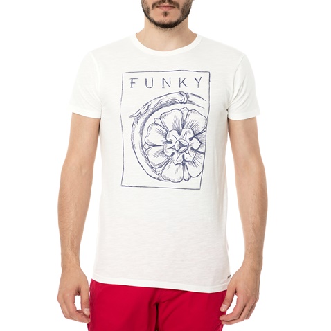 FUNKY BUDDHA-Ανδρικό t-shirt FUNKY BUDDHA λευκό με στάμπα
