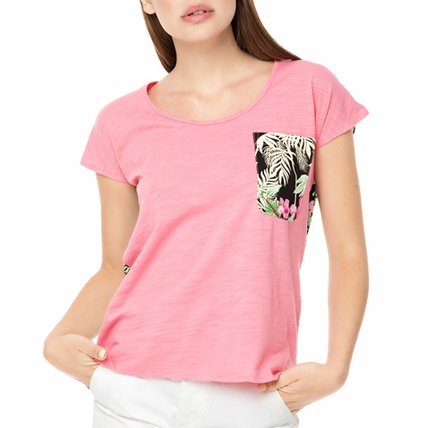 FUNKY BUDDHA-Γυναικείο t-shirt FUNKY BUDDHA ροζ - φλοράλ