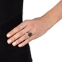 FOLLI FOLLIE-Γυναικείο ασημένιο δαχτυλίδι FOLLI FOLLIE HEART4HEART MATI μαύρο