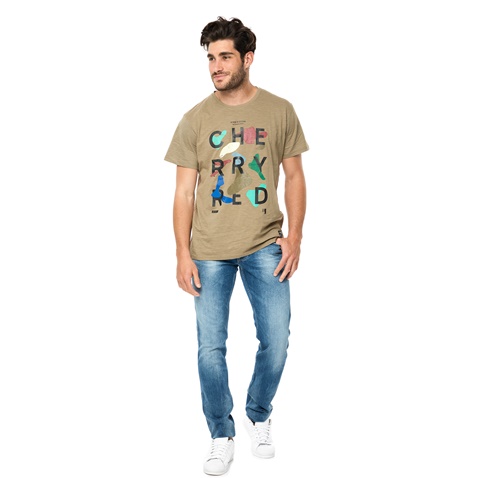 GREENWOOD-Ανδρική κοντομάνικη μπλούζα GREENWOOD λαδί 