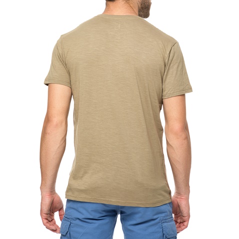 BATTERY-Ανδρικό t-shirt BATTERY λαδί με στάμπα
