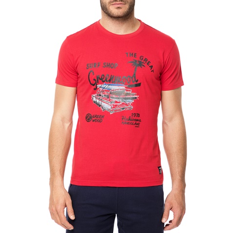 GREENWOOD-Ανδρική κοντομάνικη μπλούζα GREENWOOD κόκκινη 