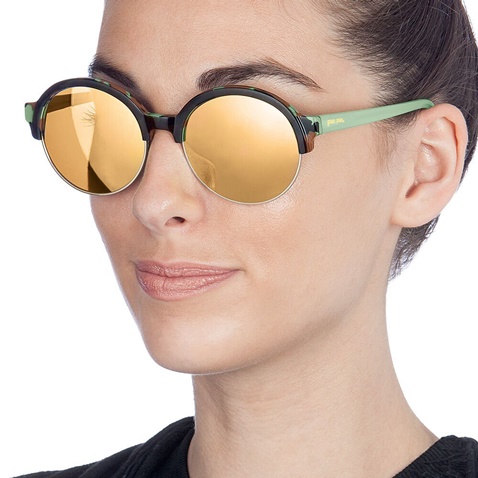FOLLI FOLLIE-Γυαλιά ηλίου FOLLI FOLLIE πράσινα στρογγυλά με φακούς καθρέφτη