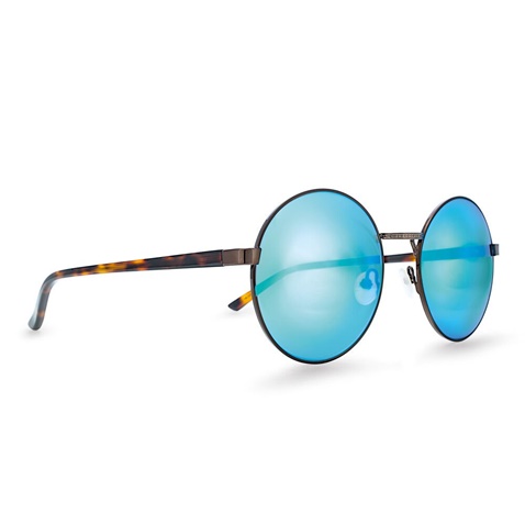 FOLLI FOLLIE-Γυναικεία  στρογγυλά μεταλλικά γυαλιά ηλίου FOLLI FOLLIE με μπλε φακούς