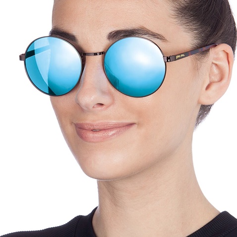 FOLLI FOLLIE-Γυναικεία  στρογγυλά μεταλλικά γυαλιά ηλίου FOLLI FOLLIE με μπλε φακούς