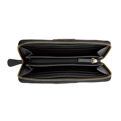 FOLLI FOLLIE-Γυναικείο μεγάλο πορτοφόλι με φερμουάρ FOLLI FOLLIE μαύρο